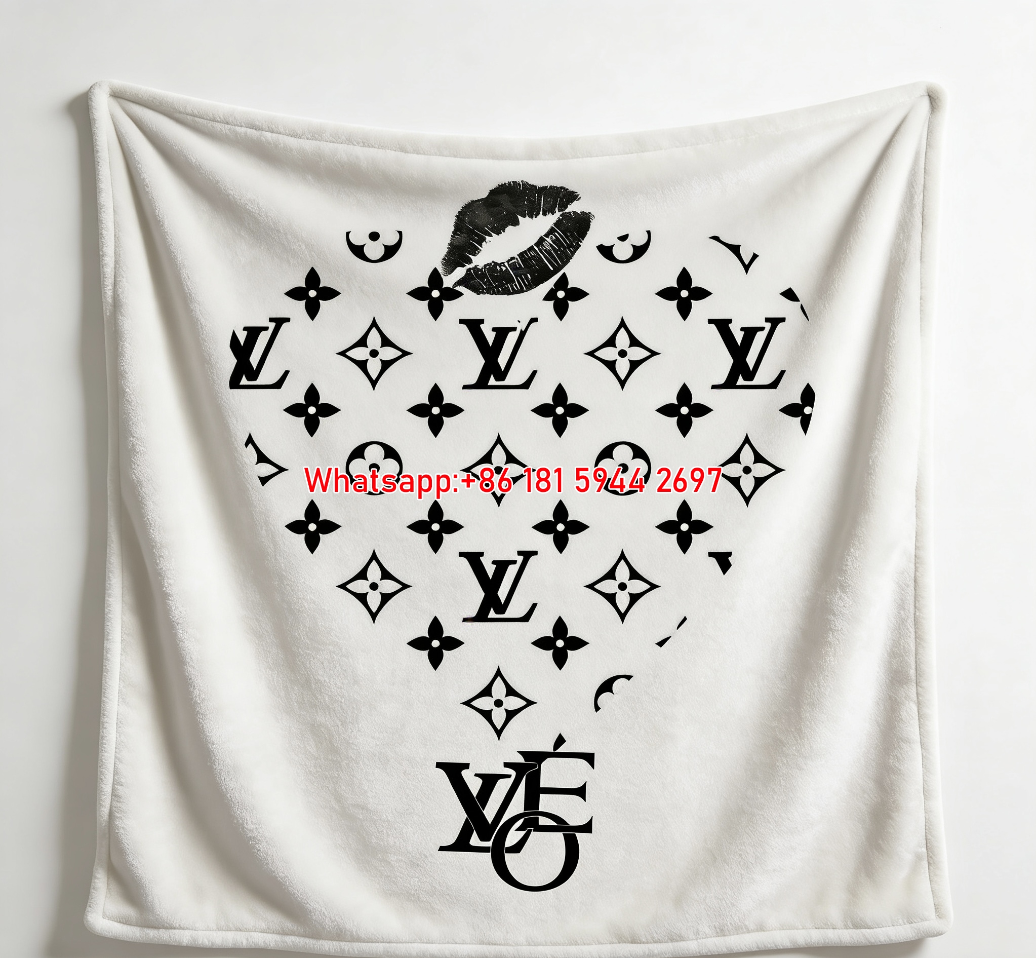 LV Monogram Heart Flannel Throw Blanket 266